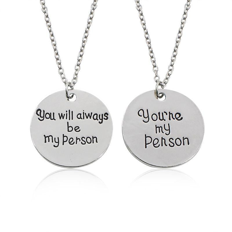 2PC/SET  Silver Plated Carved ,Grey's Anatomy Necklaces  for lovers !