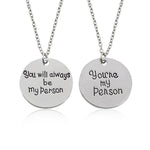 2PC/SET  Silver Plated Carved ,Grey's Anatomy Necklaces  for lovers !