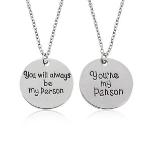 2PC/SET  Silver Plated Carved ,Grey's Anatomy Necklaces  for lovers !