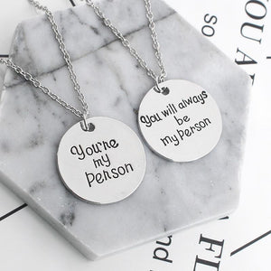 2PC/SET  Silver Plated Carved ,Grey's Anatomy Necklaces  for lovers !