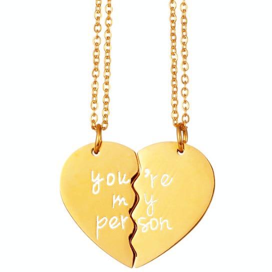 Two Halves Heart Necklace Pendant Grey's Anatomy