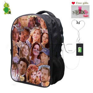 Grey's Anatomy Overlay Backpack USB Charge Headphone Jack 2019